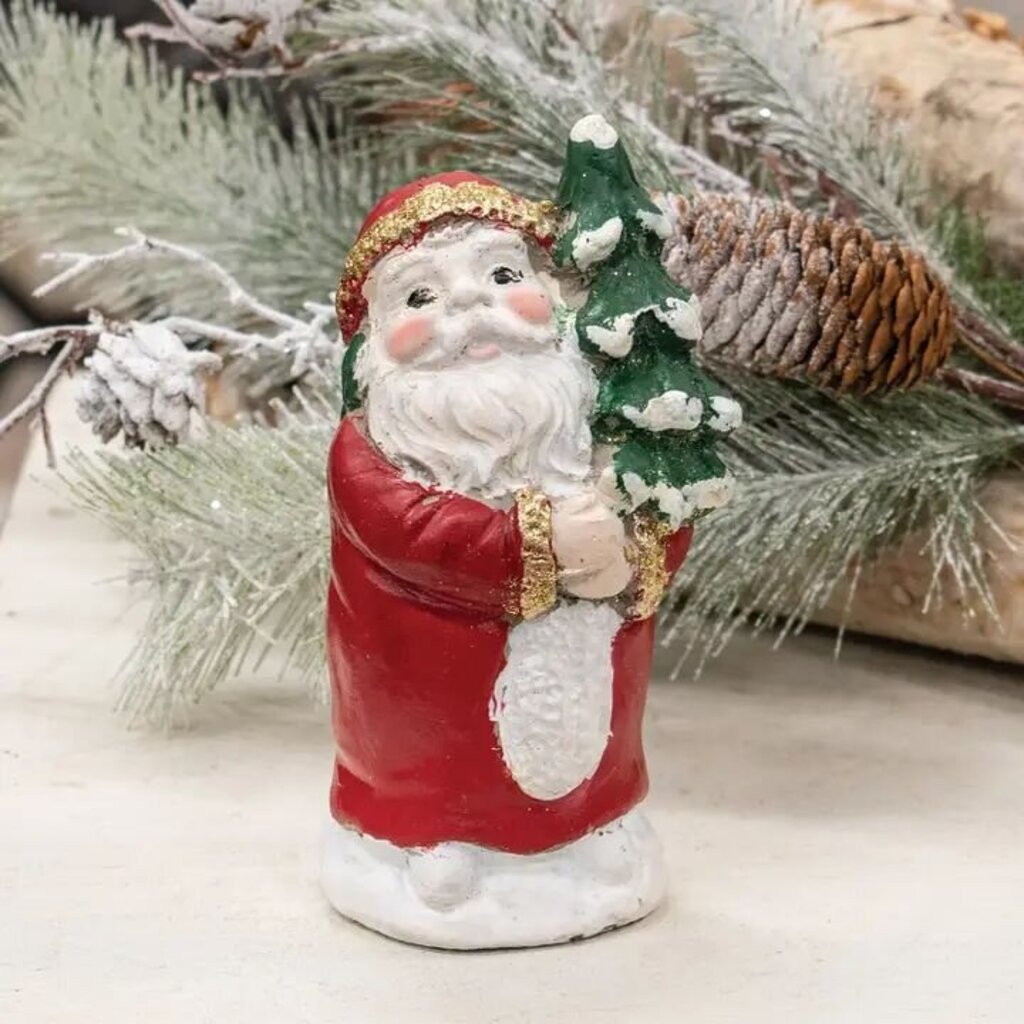 Distressed Cement Retro Santa Figurine