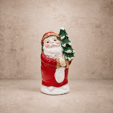 Distressed Cement Retro Santa Figurine