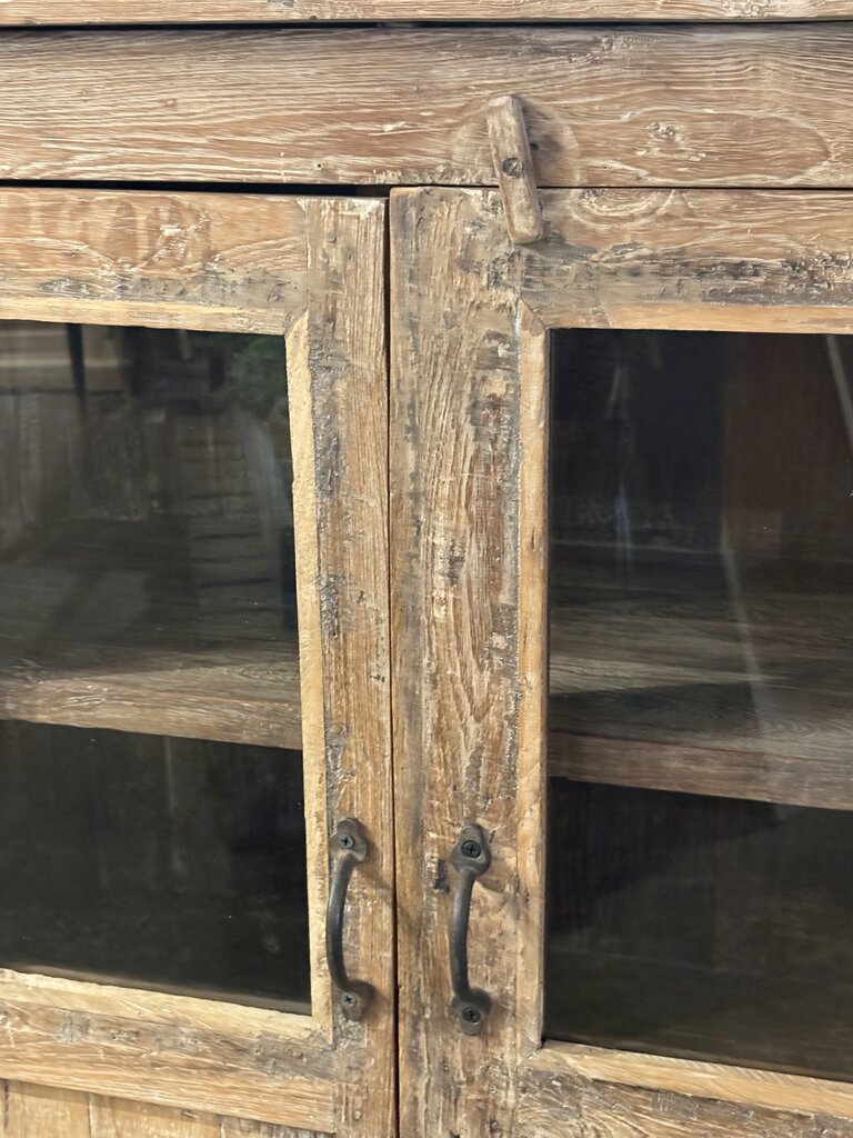 Beautiful Old Wood 2 Glass Door Cabinet