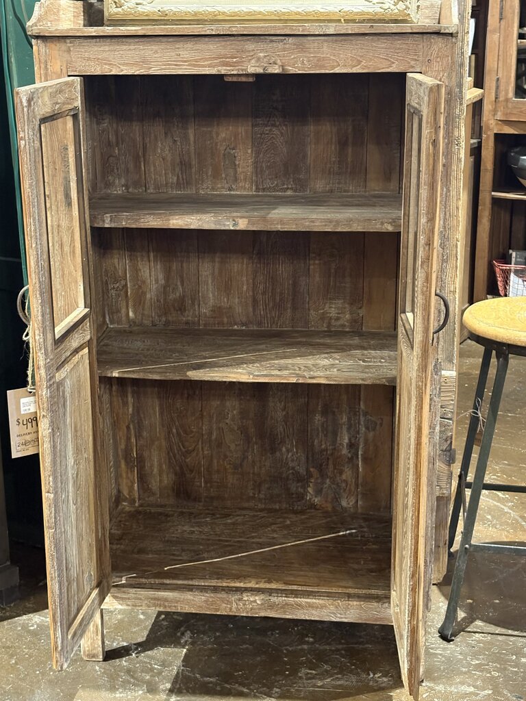 Beautiful Old Wood 2 Glass Door Cabinet