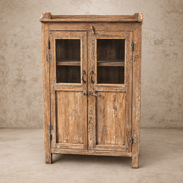 Beautiful Old Wood 2 Glass Door Cabinet