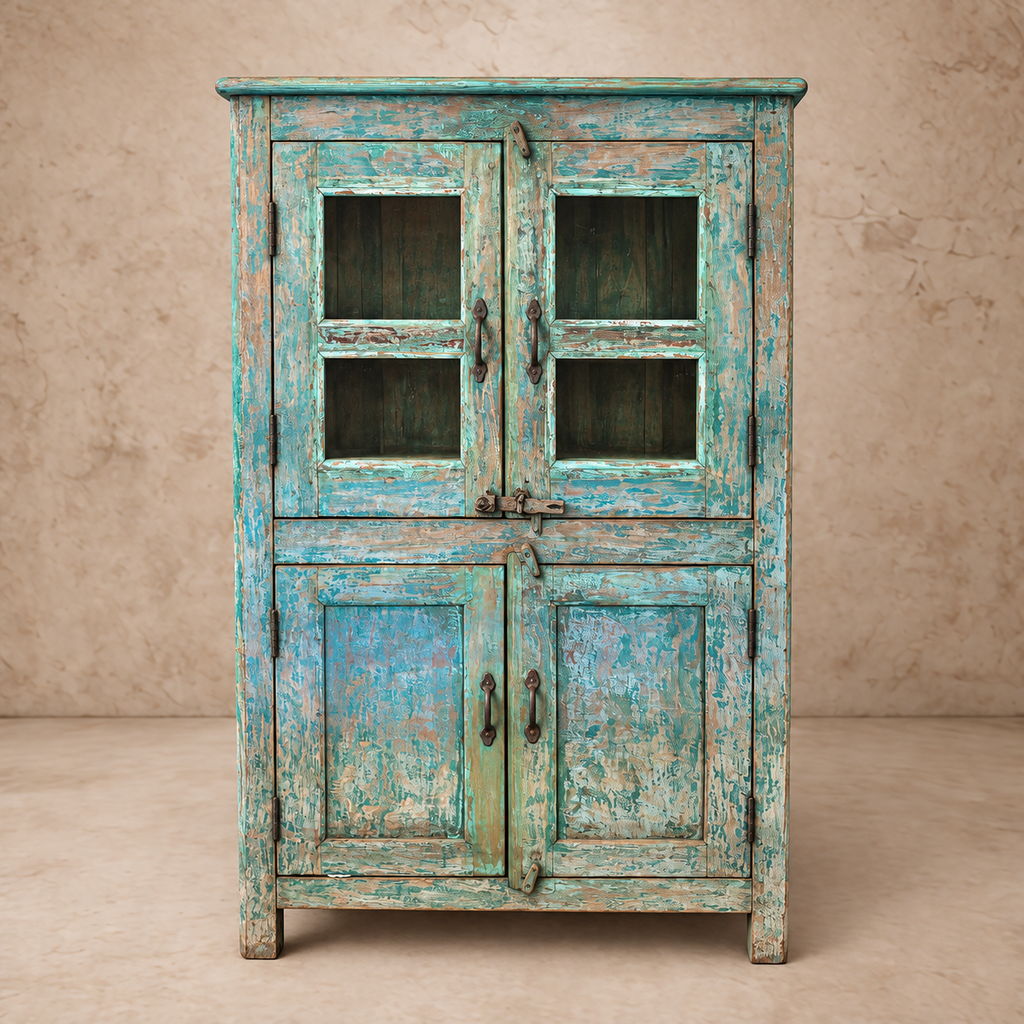 Gorgeous Old Wood 4 Door Cabinet