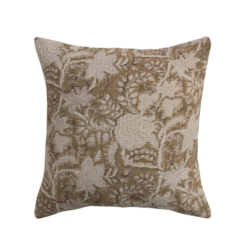 Cotton Block Floral Pillow