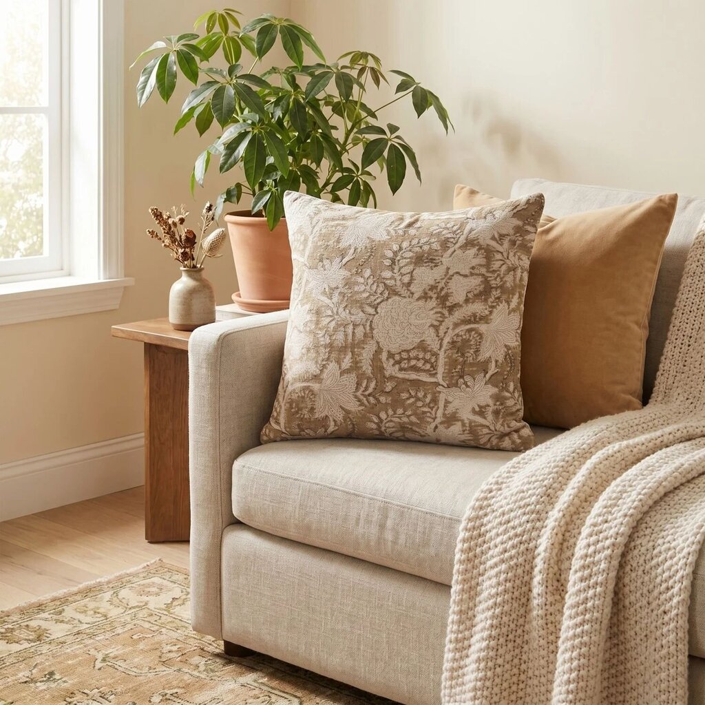 Cotton Block Floral Pillow