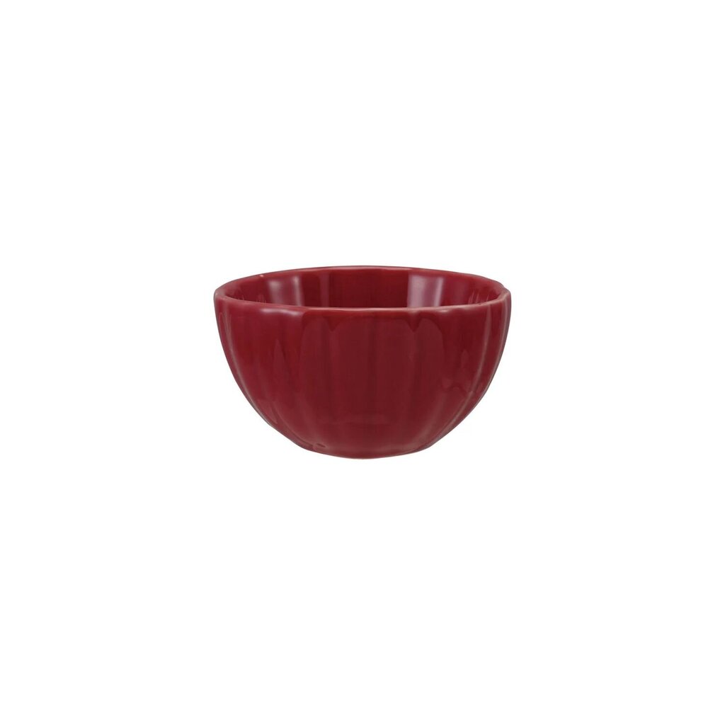 Red Ribbed Stoneware Bowl