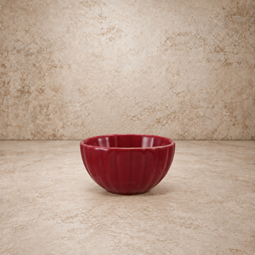 Red Ribbed Stoneware Bowl