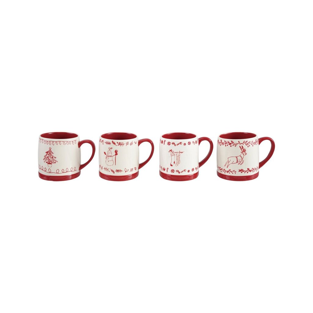 Red + White Stoneware Holiday Mug