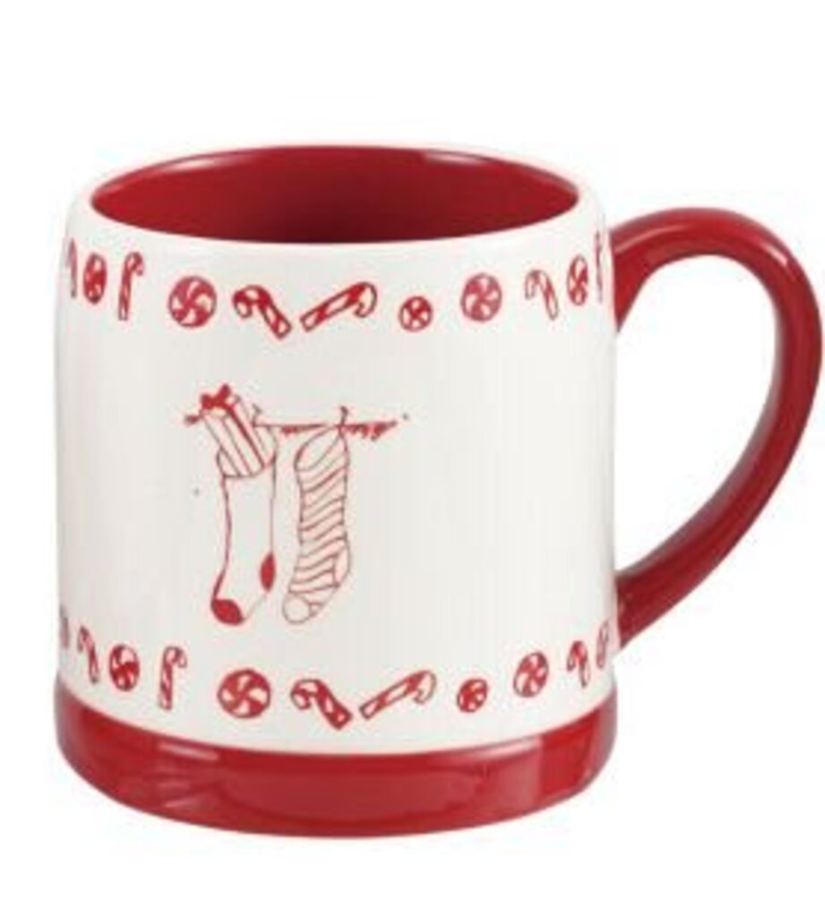 Red + White Stoneware Holiday Mug