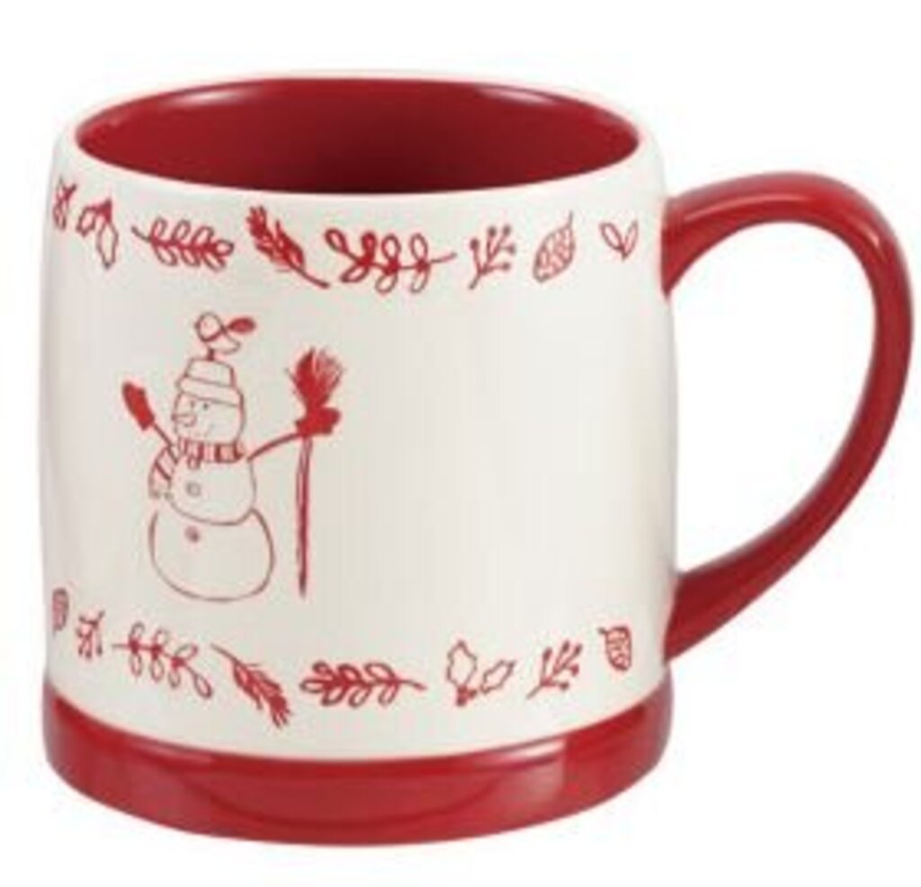 Red + White Stoneware Holiday Mug