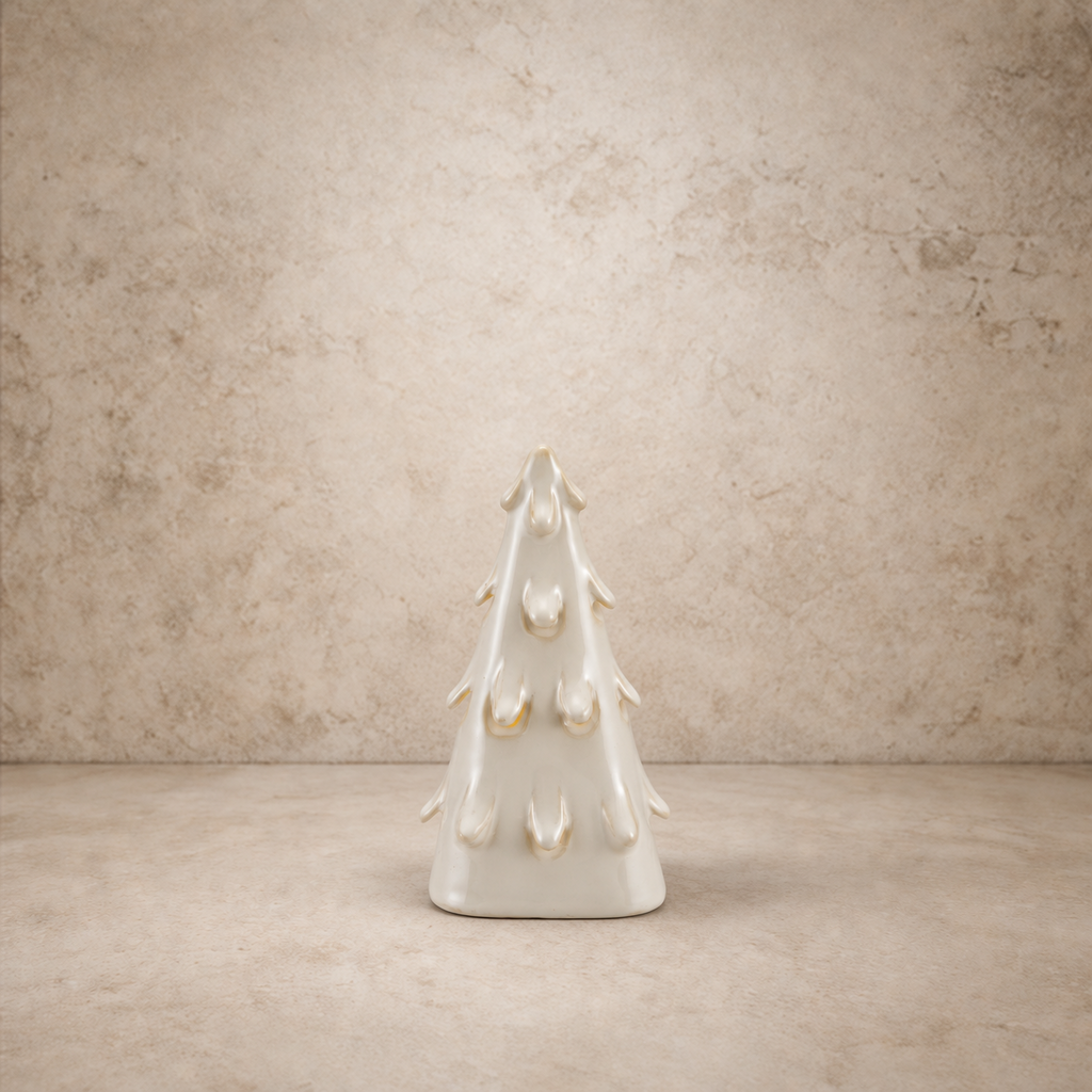 Cream Cut-Out Stoneware LED Tree
