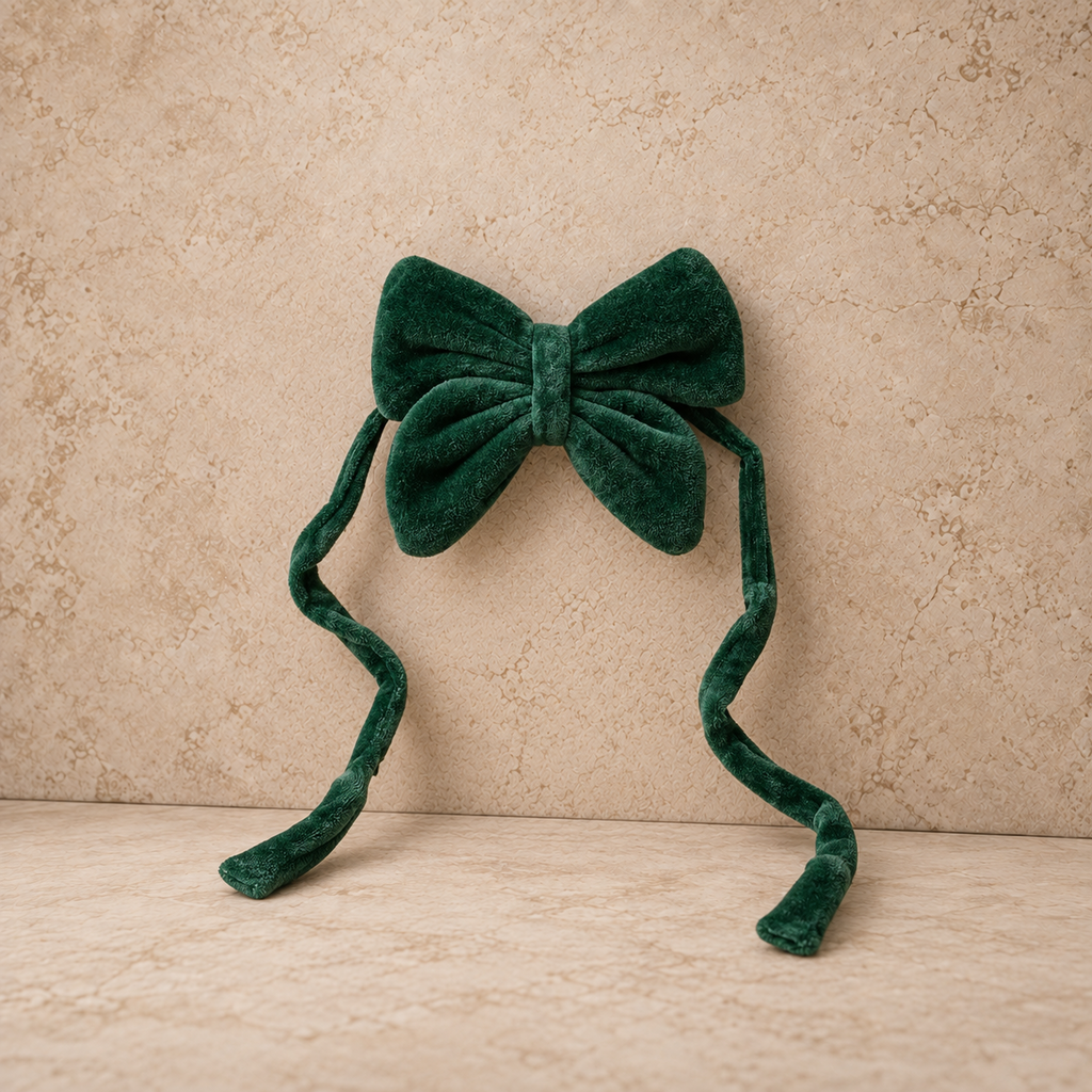Green Velvet Bow Napkin Tie
