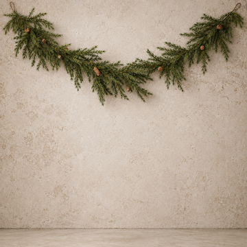 Faux Cedar Garland w/ Pinecones