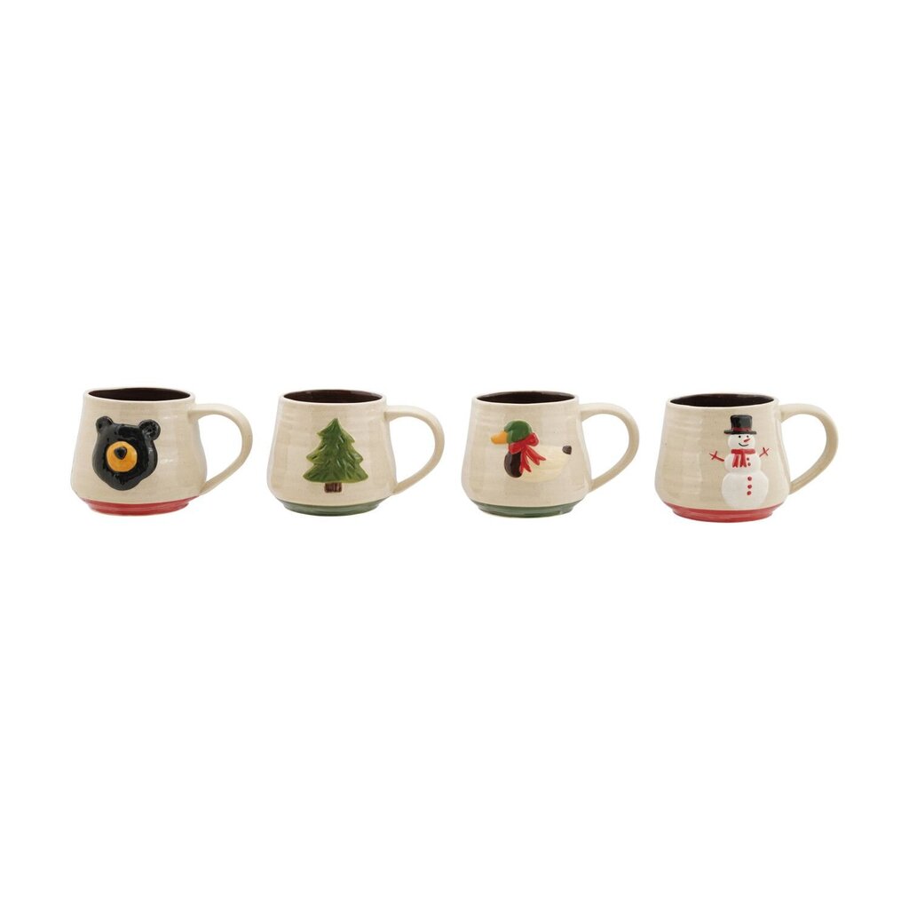 Hand Painted Embossed Icon Stoneware Mug