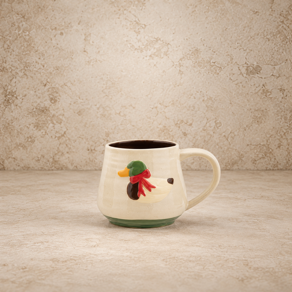 Hand Painted Embossed Icon Stoneware Mug
