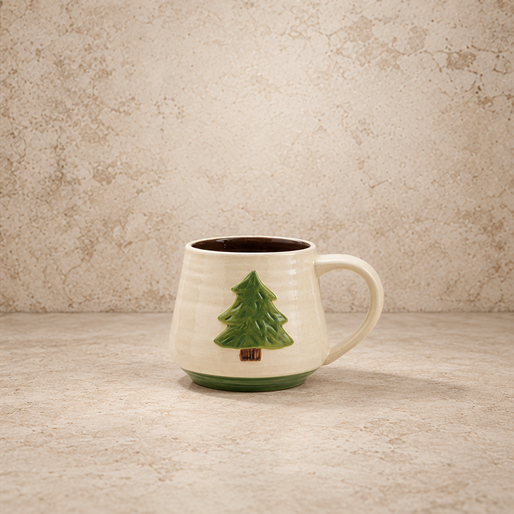 Hand Painted Embossed Icon Stoneware Mug