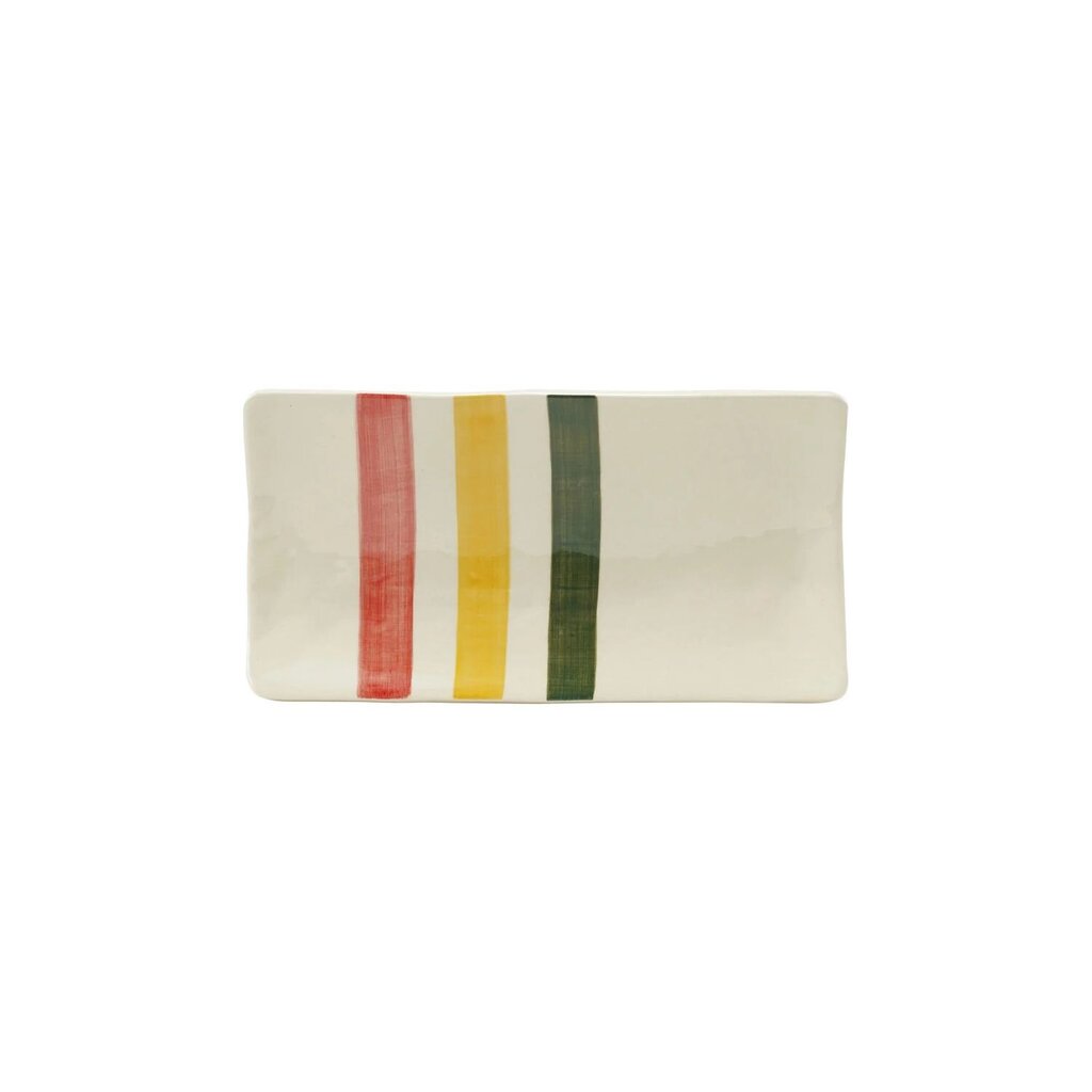 Hand Painted Stoneware Platter w/ Stripes