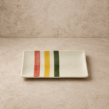 Hand Painted Stoneware Platter w/ Stripes