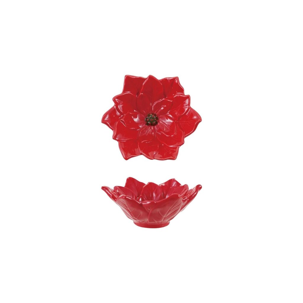 Hand Painted Ceramic Poinsettia Shaped Dish