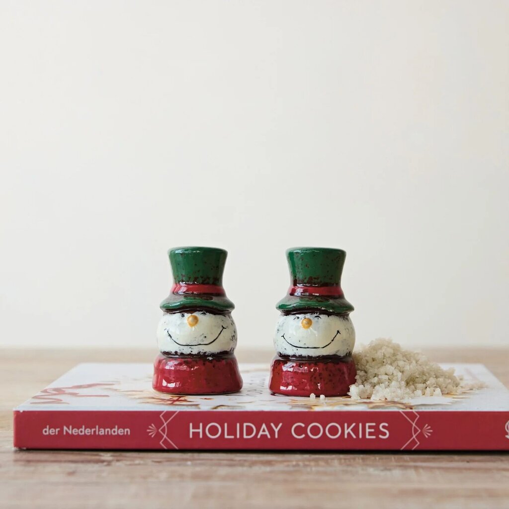 Hand Painted Ceramic Snowman Salt & Pepper Shaker