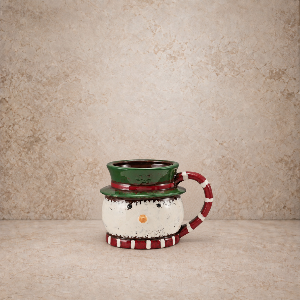 Hand Painted Ceramic Snowman Head Mug