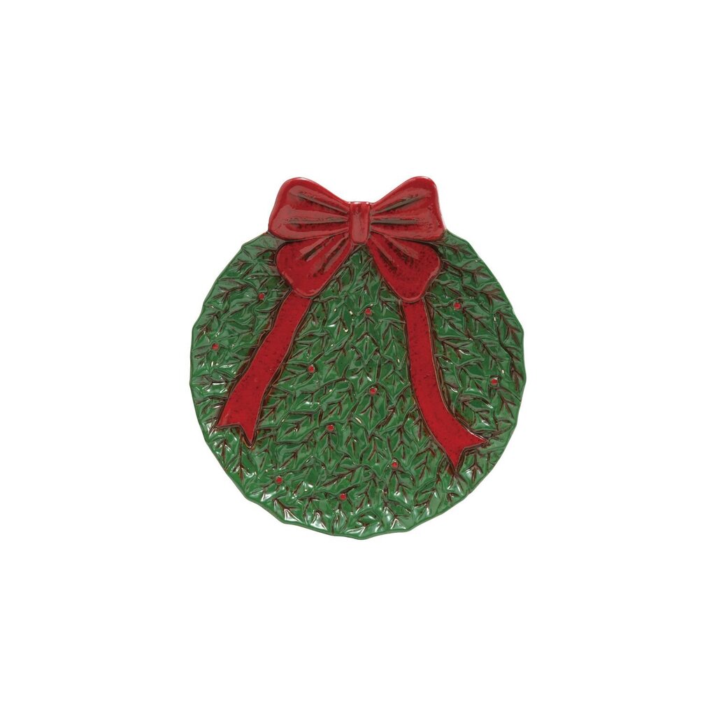 Hand Painted Ceramic Wreath Shaped Plate w/ Bow
