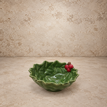 Hand Painted Holly Leaves Shaped Bowl