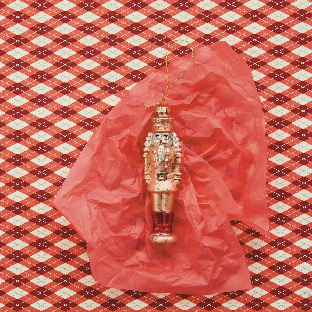Mercury Glass Nutcracker w/ Glitter Ornament