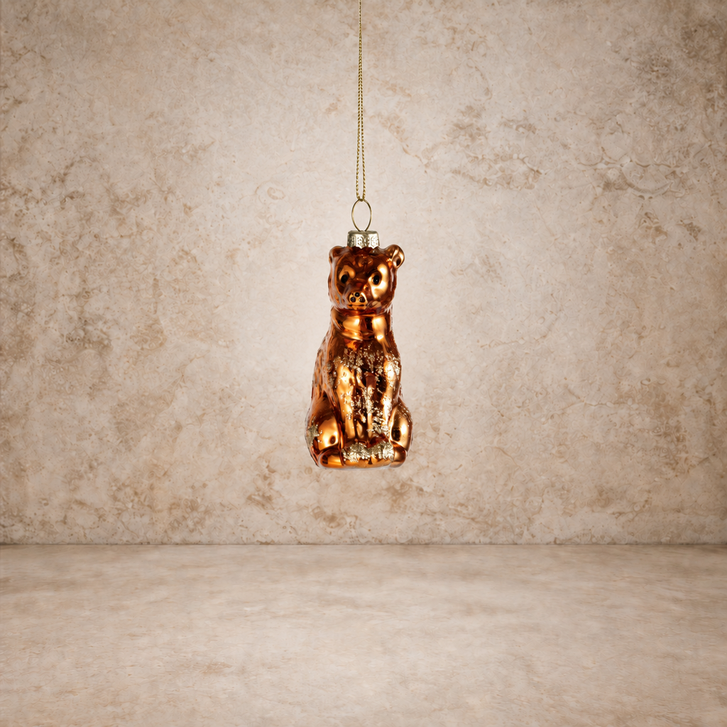Mercury Glass Bear Glitter Ornament