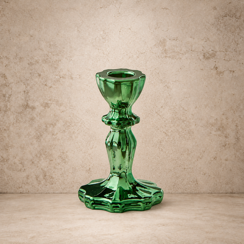 Green Mercury Glass Taper Holder