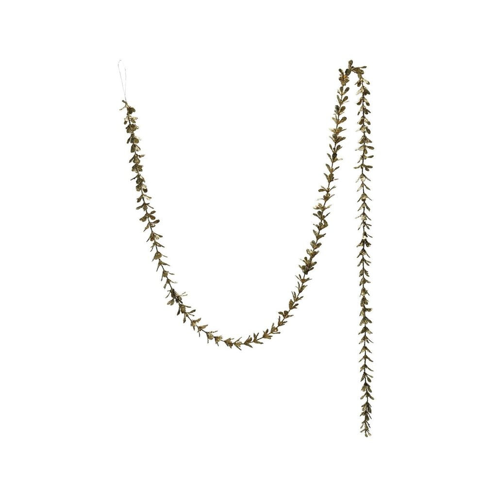 Faux Boxwood Garland w/ Gold Glitter