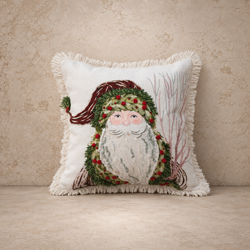 Santa Print w/ Embroidery Pillow
