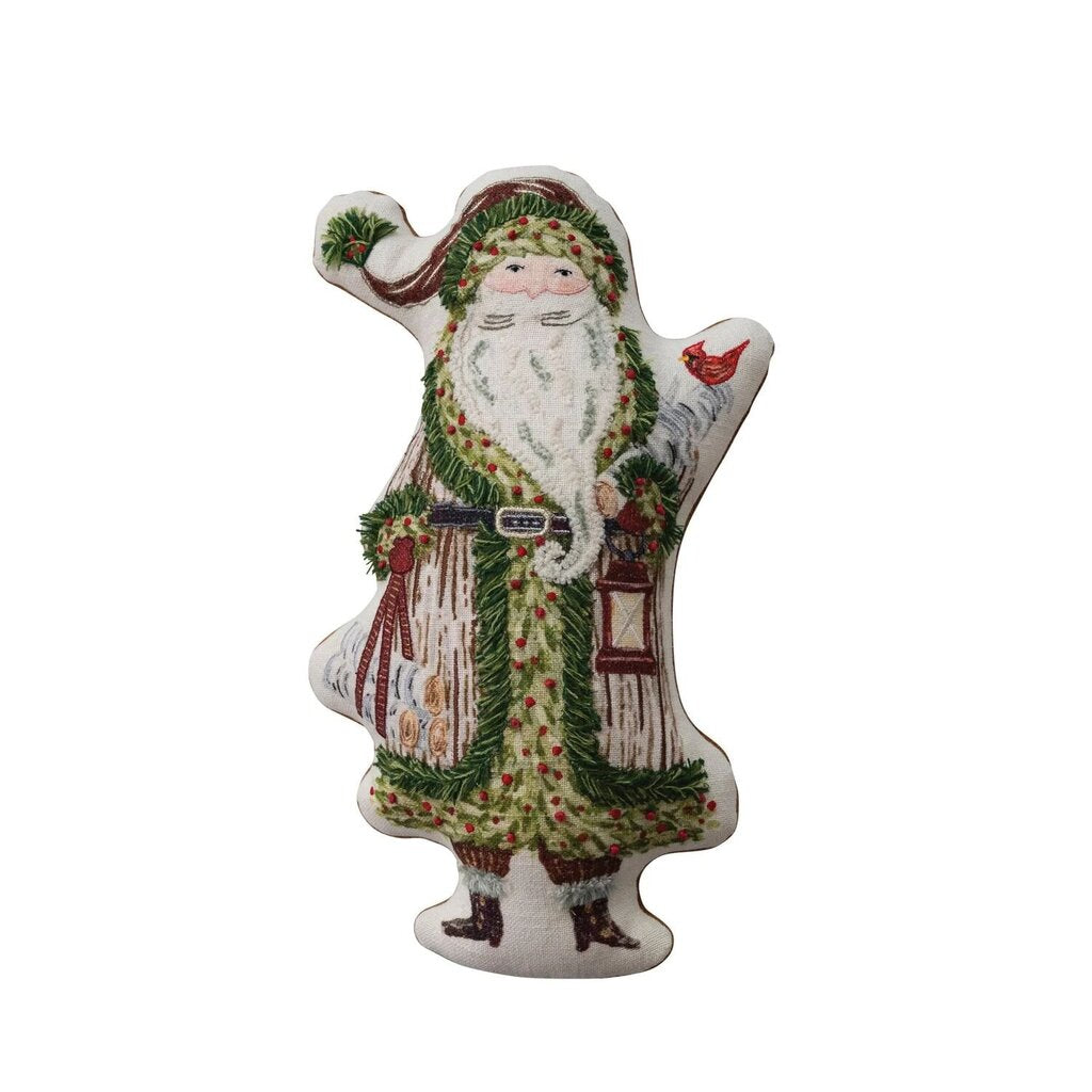Santa Shaped Pillow w/ Embroidery