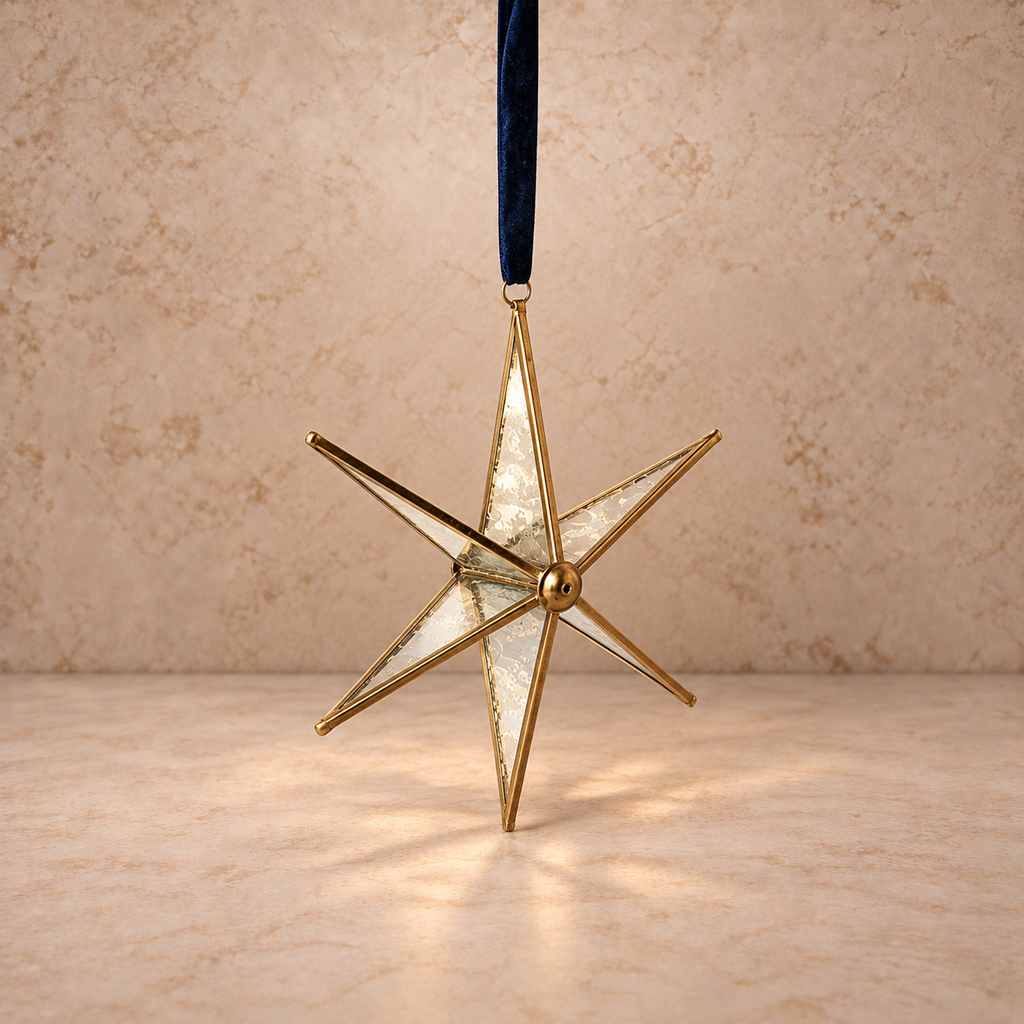 Antique Mirrored Glass Star Ornament
