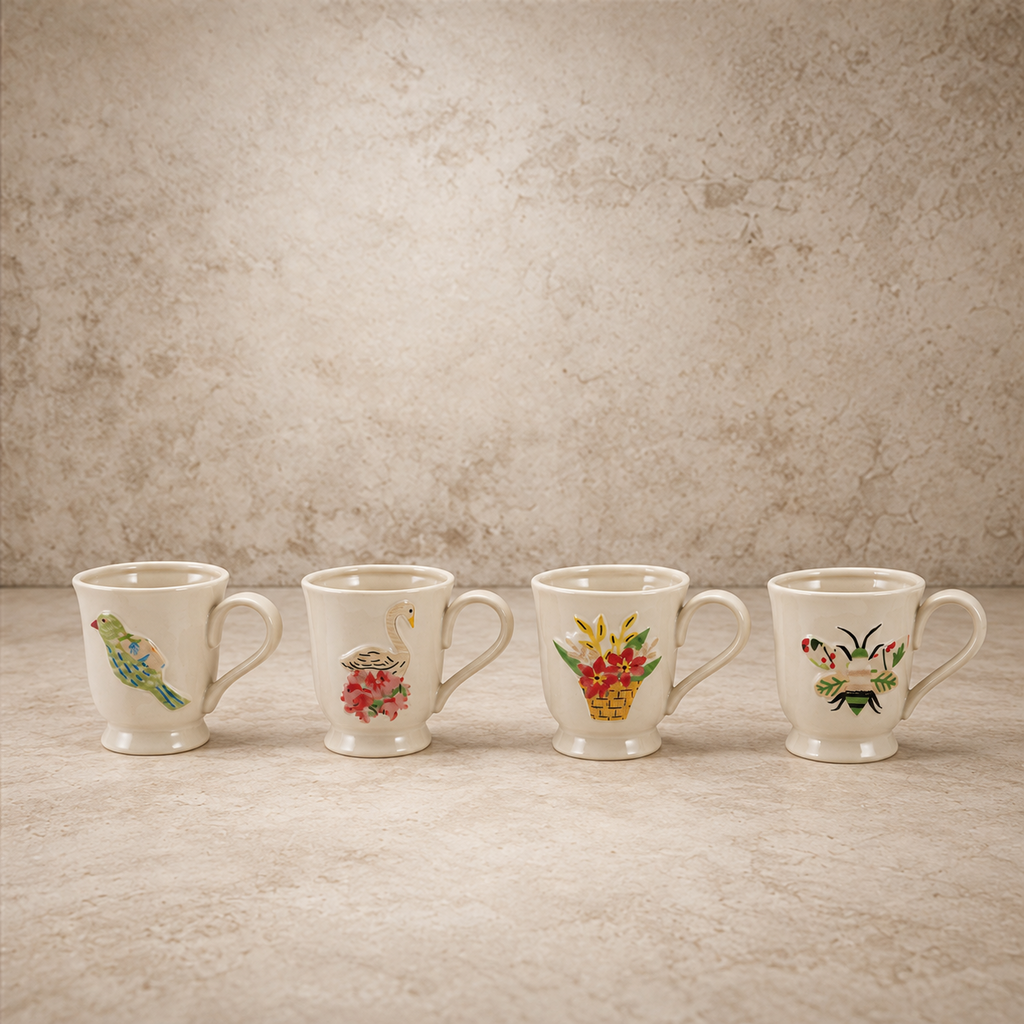 Flora + Fauna Footed Stoneware Mug