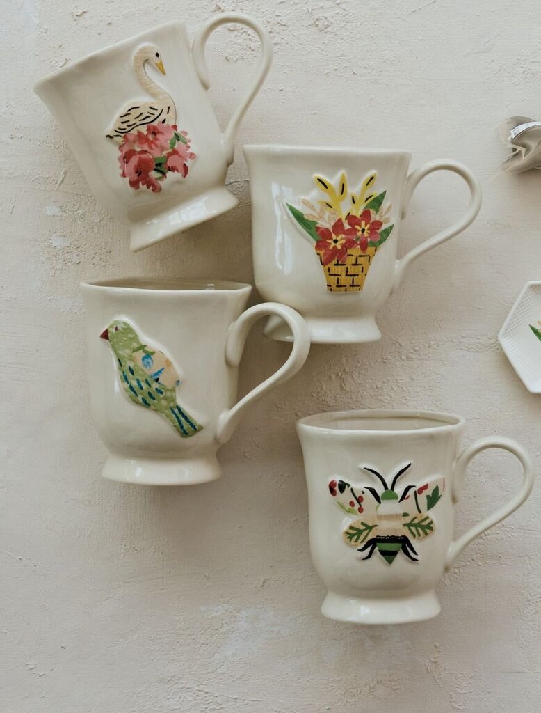 Flora + Fauna Footed Stoneware Mug