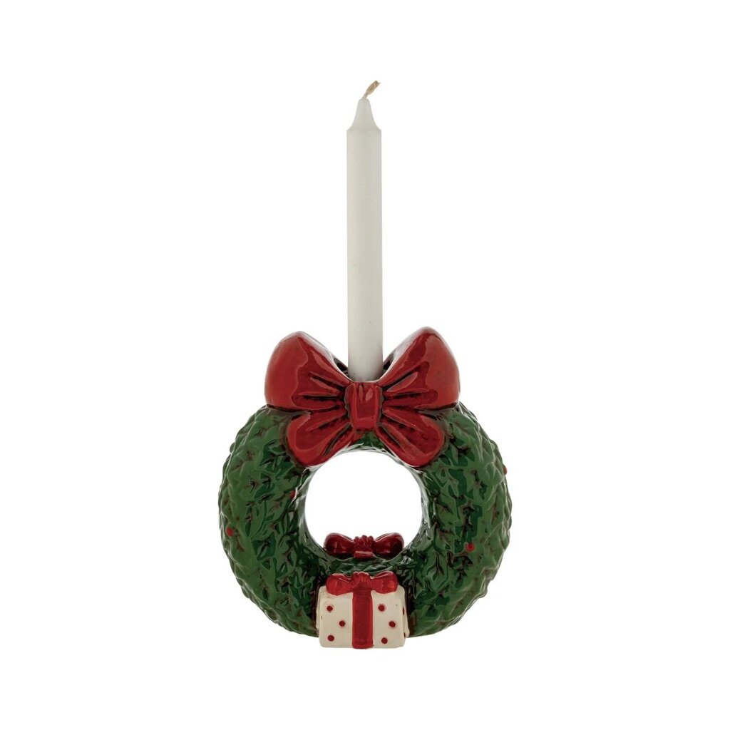 Hand Painted Ceramic Wreath Taper Holder
