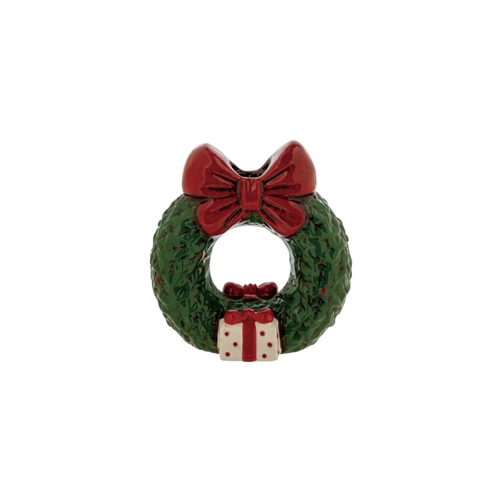 Hand Painted Ceramic Wreath Taper Holder