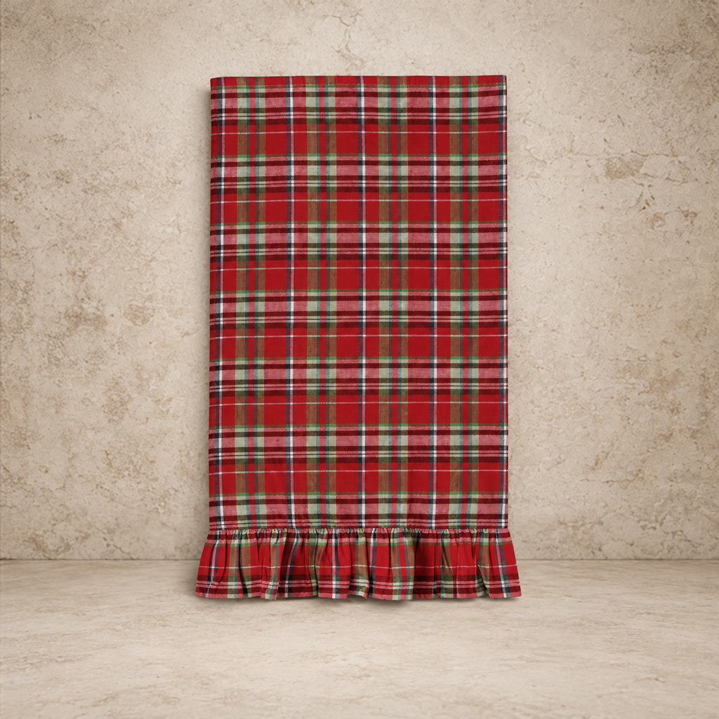 Woven Waffle Weave Tea Towel w/ Ruffle