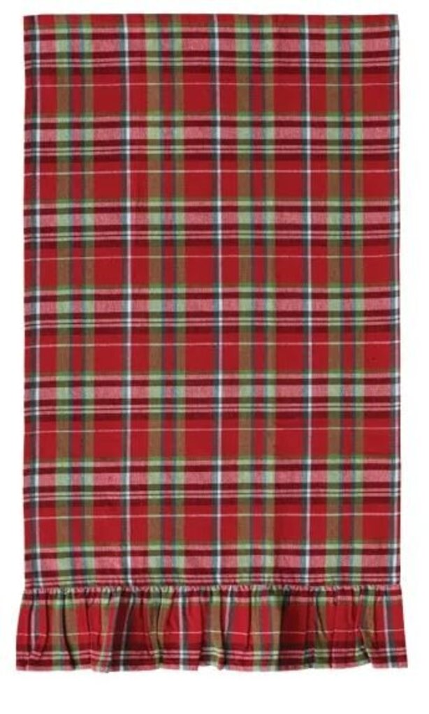 Woven Waffle Weave Tea Towel w/ Ruffle