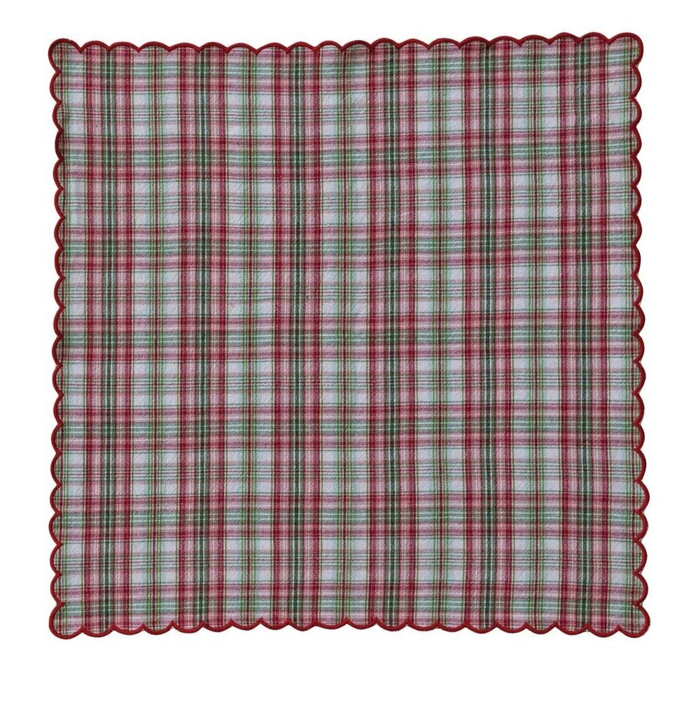 Scalloped Stitched Edge Plaid Napkin