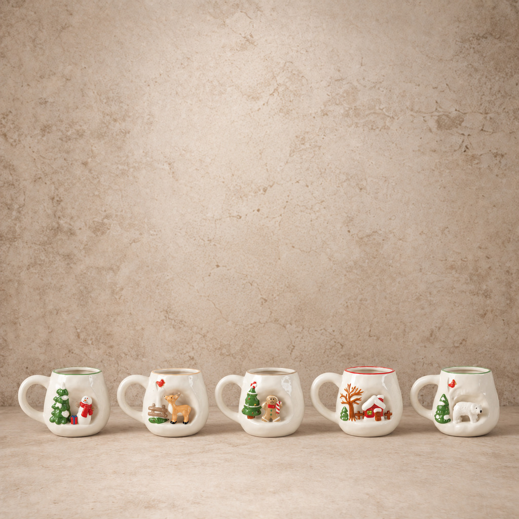 3D Christmas Scene Stoneware Mug