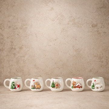 3D Christmas Scene Stoneware Mug