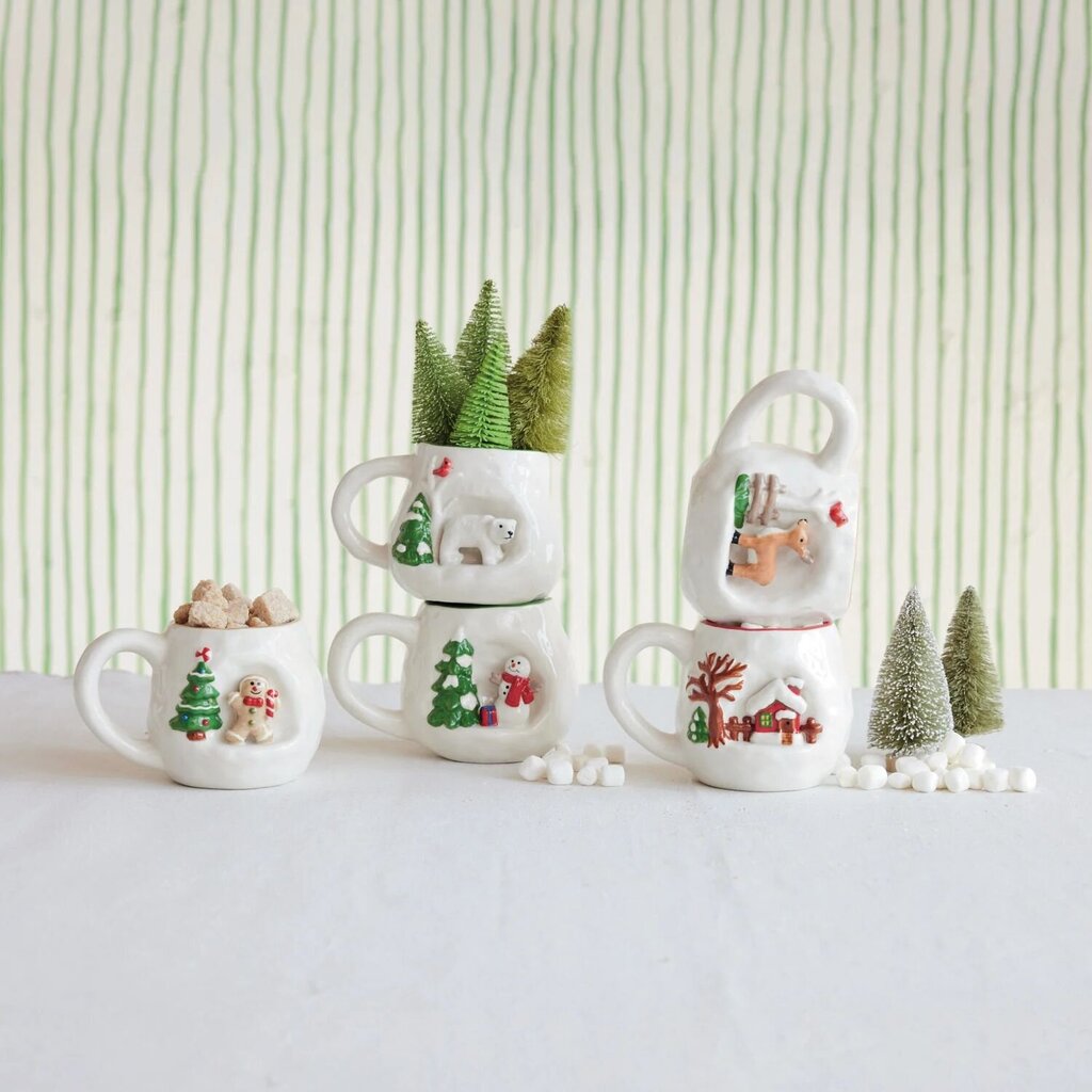 3D Christmas Scene Stoneware Mug