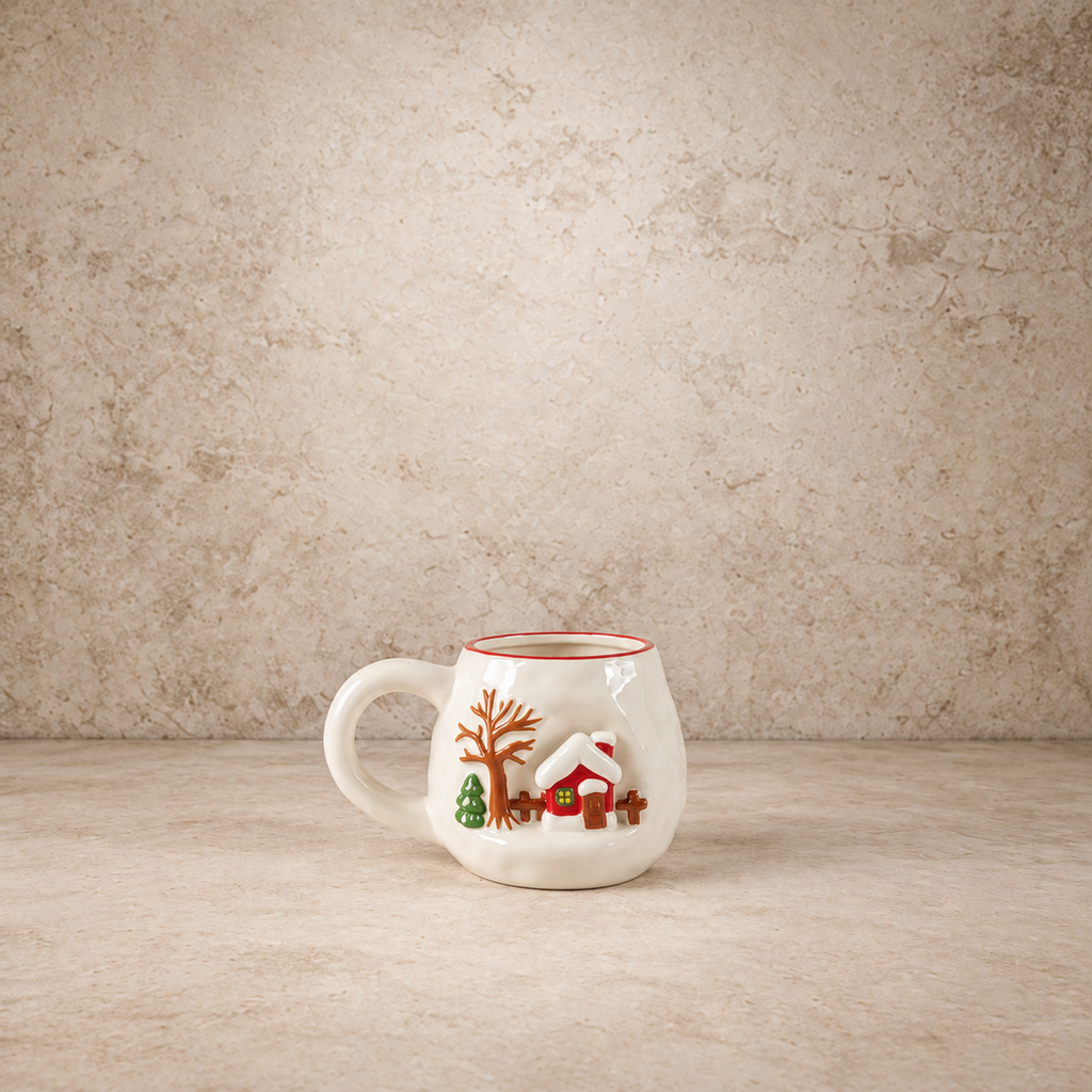 3D Christmas Scene Stoneware Mug