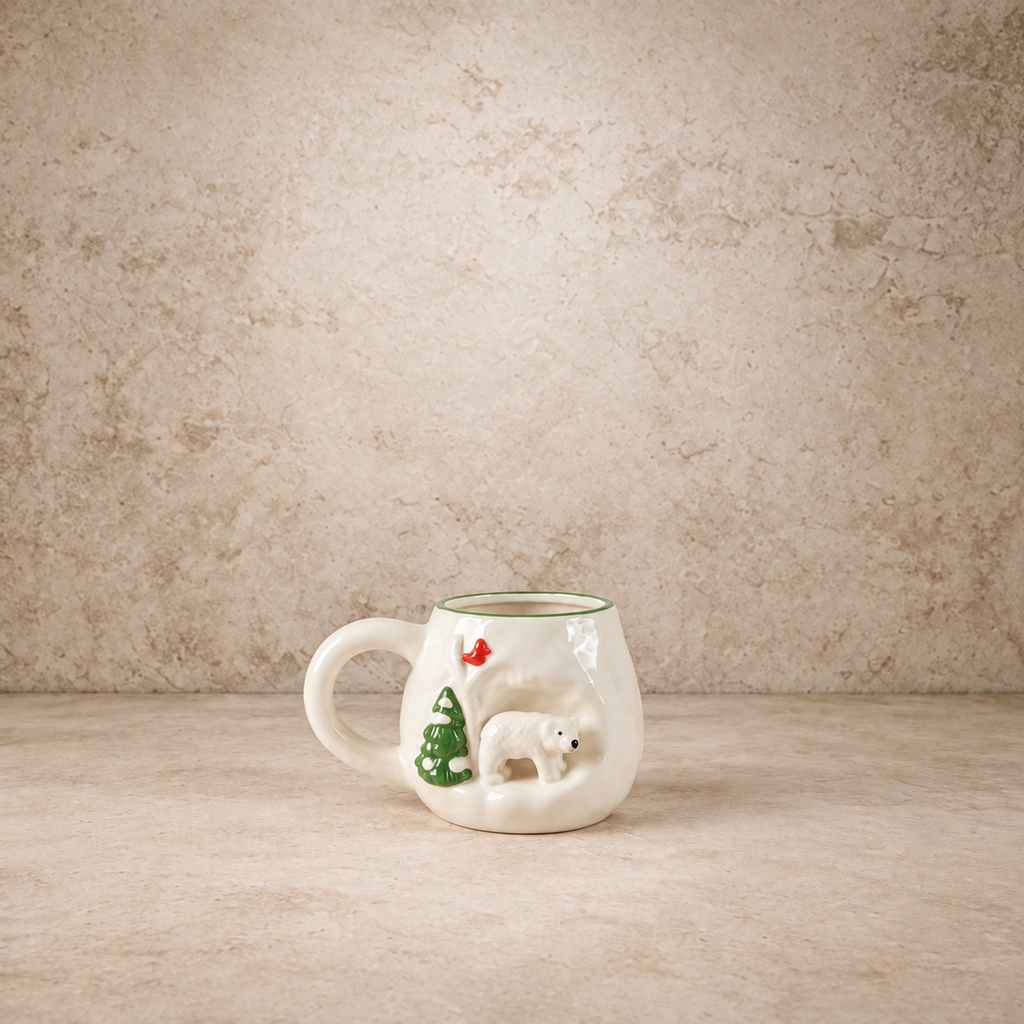 3D Christmas Scene Stoneware Mug