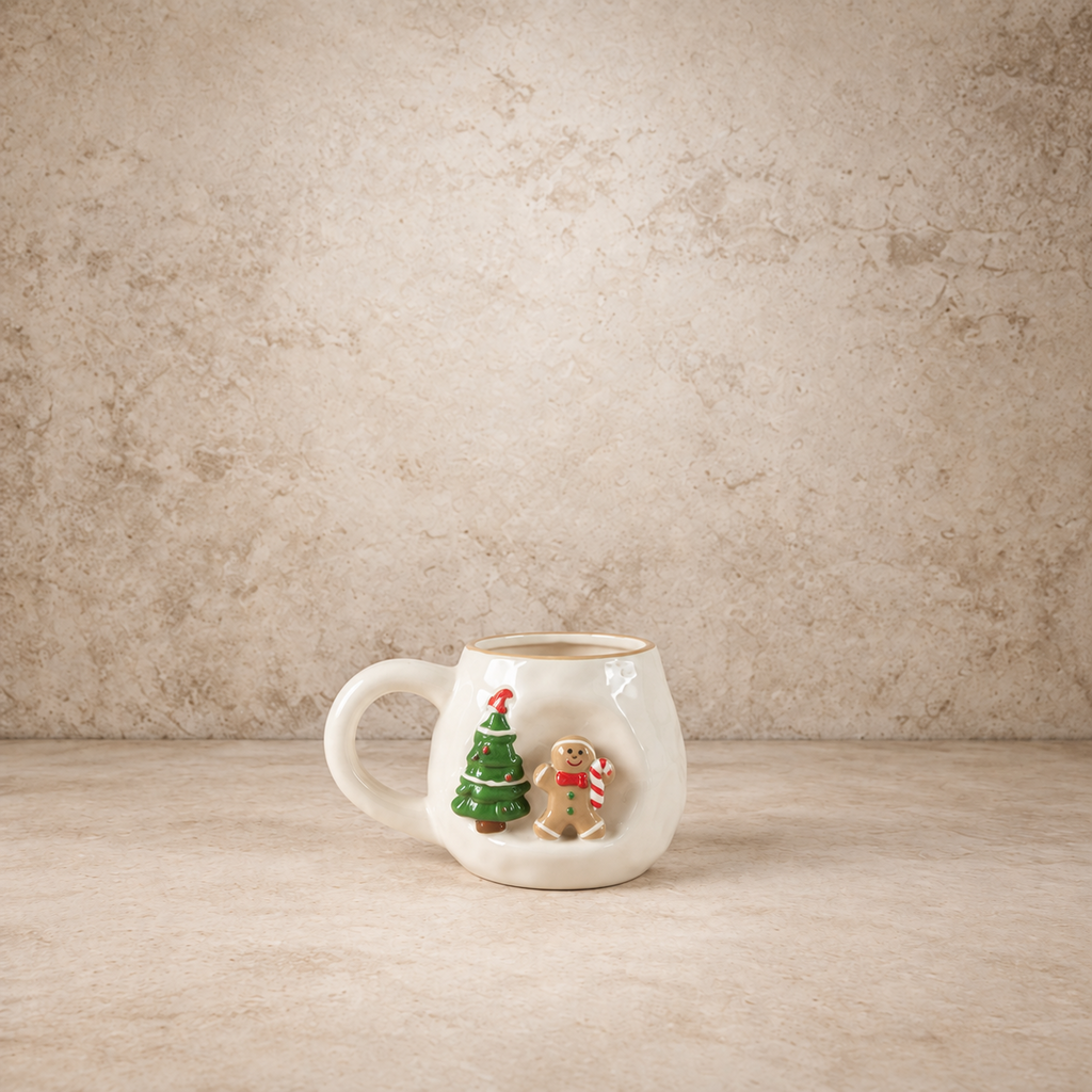 3D Christmas Scene Stoneware Mug