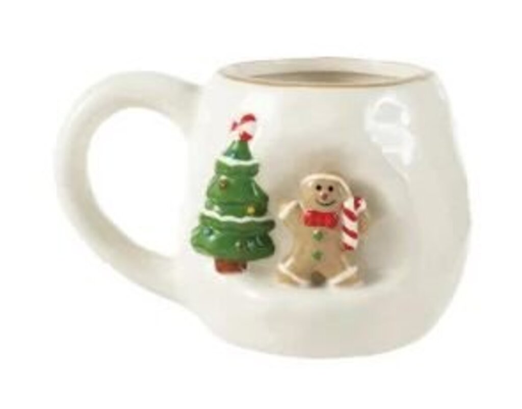 3D Christmas Scene Stoneware Mug