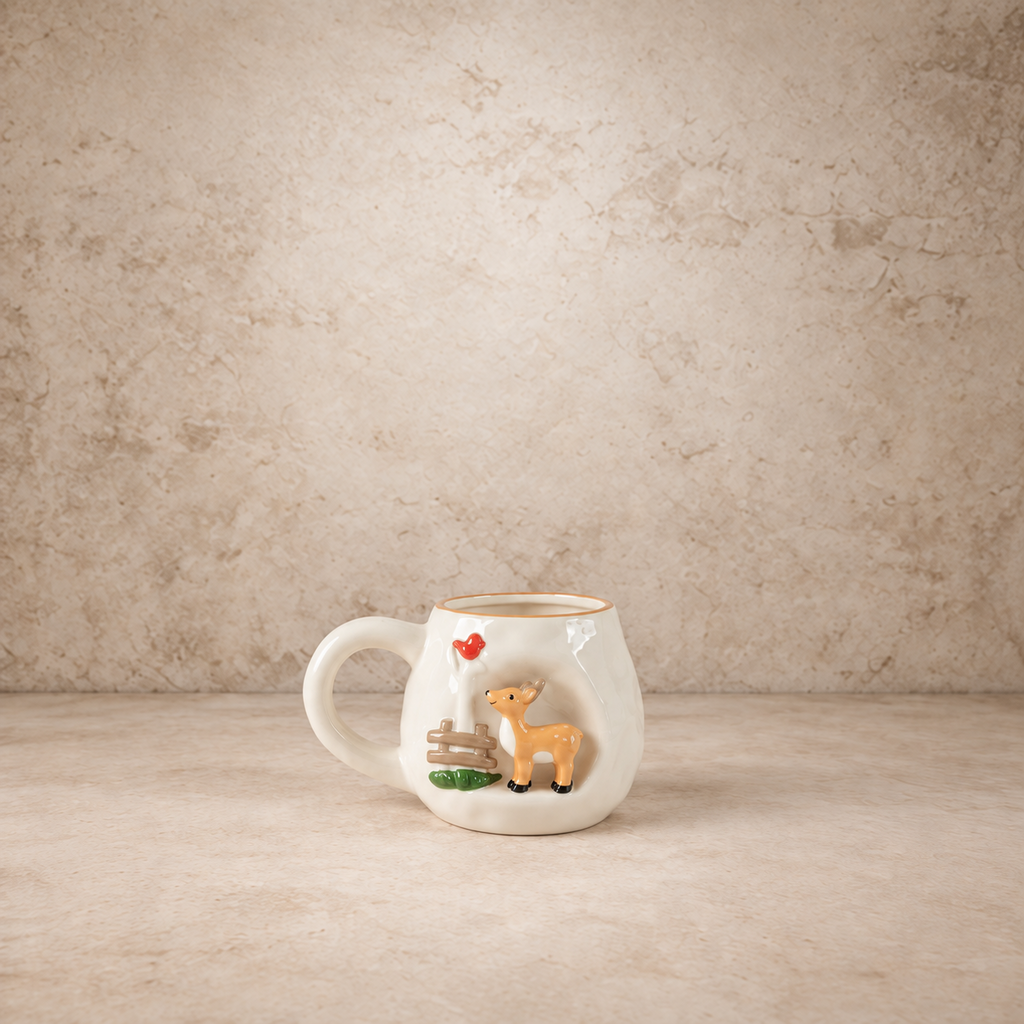 3D Christmas Scene Stoneware Mug
