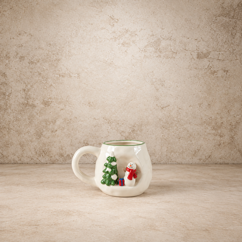 3D Christmas Scene Stoneware Mug