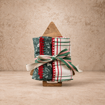 Tree Shaped Cheese Board w/ Two Tea Towels